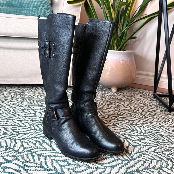 Naturalizer Black Leather Winter Boots - Picture 3 of 16